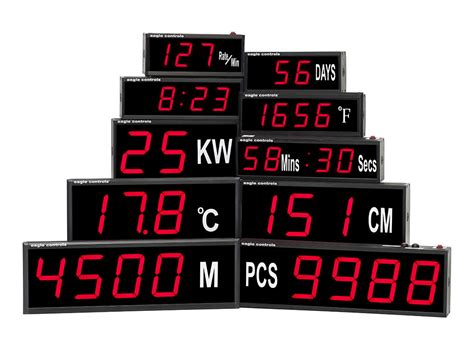 Large Digital LED Displays A To D Counters Rate Temperature Timers.